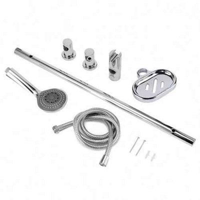 Adjustable shower slider rail kit, riser bar with shower head, hose ...