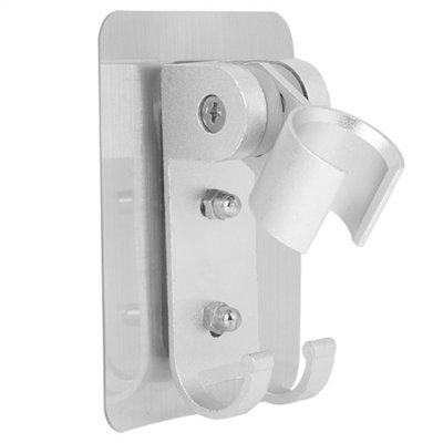 Adjustable Silver Aluminum Shower Head Holder Bracket with Hooks