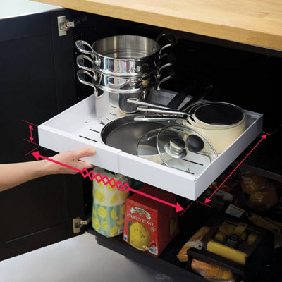 Adjustable Slide Out Storage Shelf, Metal, Expands 31.5 to 51.5cm, Easy ...