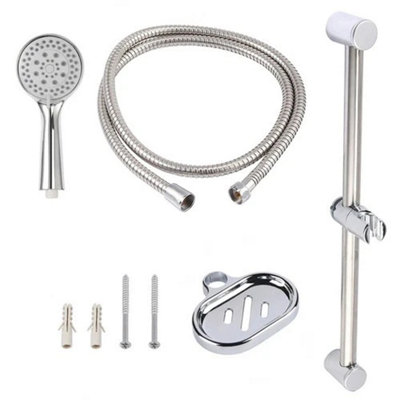 Adjustable Slider Rail Shower Riser Kit With Soap Bar Holder Hose Head ...