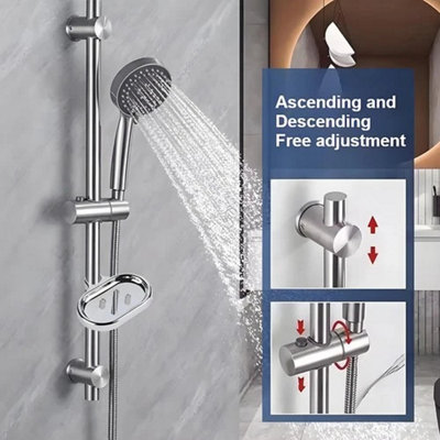 Adjustable Slider Rail Shower Riser Kit With Soap Bar Holder Hose Head ...