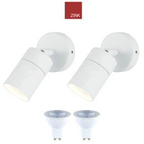Adjustable Spot Lights Twin Pack with LED GU10s Included - White