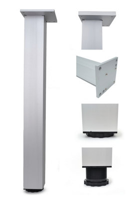 Adjustable Square Alu Breakfast Bar Worktop Support Table Leg 710mm - Colour Aluminium - Pack of 1