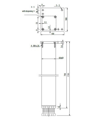Adjustable Square Alu Breakfast Bar Worktop Support Table Leg 710mm - Colour Inox - Pack of 1 - 3