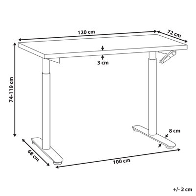 Adjustable Standing Desk 120 x 72 cm Dark Wood and White DESTINAS
