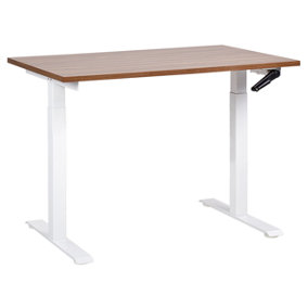 Adjustable Standing Desk 120 x 72 cm Dark Wood and White DESTINES