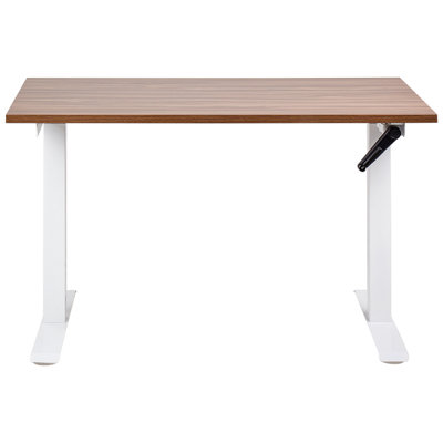 Adjustable Standing Desk 120 x 72 cm Dark Wood and White DESTINES