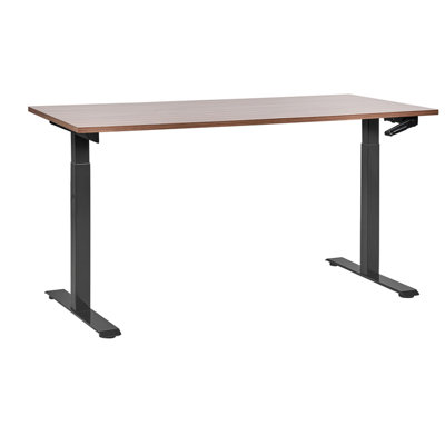 Adjustable Standing Desk 160 x 72 cm Dark Wood and Black DESTINES