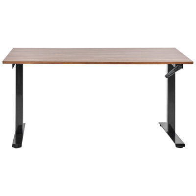 Adjustable Standing Desk 160 x 72 cm Dark Wood and Black DESTINES