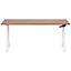 Adjustable Standing Desk 160 x 72 cm Dark Wood and White DESTINAS