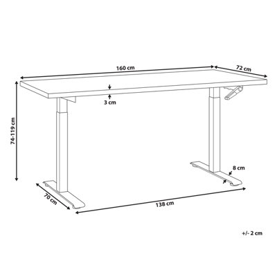 Adjustable Standing Desk 160 x 72 cm Dark Wood and White DESTINES