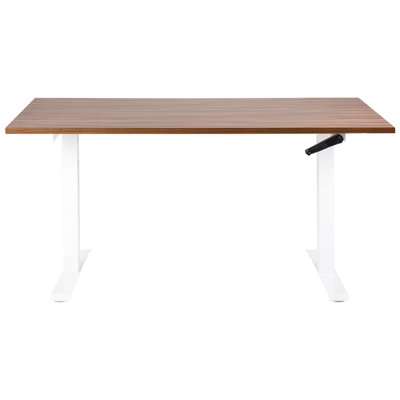 Adjustable Standing Desk 160 x 72 cm Dark Wood and White DESTINES