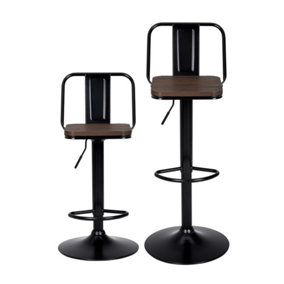 Adjustable Swivel Bar Stool Set of 2 with Footrest and Back