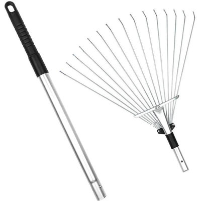 Adjustable Telescopic Metal Garden Rake Tools Leaf Telescopic Handle ...
