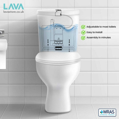 Adjustable Toilet Dual Flush Valve 1.5 & 2" with Cable Push Button