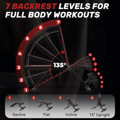 Adjustable Weight Bench with Resistance Bands