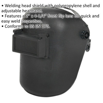 Adjustable Welding Head Shield with Shade 10 - Flip Up Lens for Quick ...