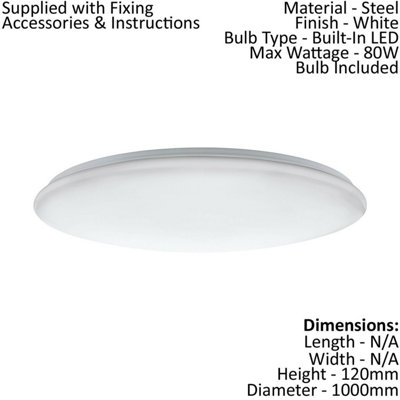 Adjustable White Flush Ceiling Light with LED Bulb - Dimmable and Remote Control