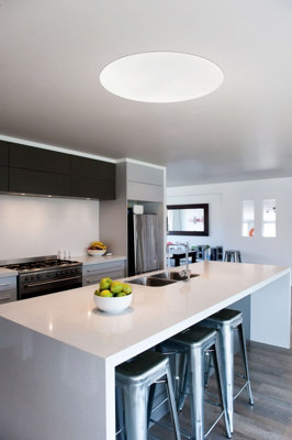 Adjustable White Flush Ceiling Light with LED Bulb - Dimmable and Remote Control