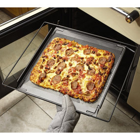 Adjustable Width Oven Shelf Non-Stick Carbon Steel Cooking Baking Tray - Measures H2.5 x D35 x W38.5 to 60.5cm