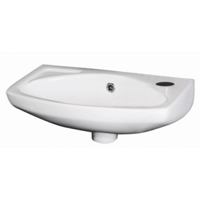 Adley Cloakroom Wall Hung 1 Tap Hole Ceramic Basin with Overflow - 450mm - Balterley