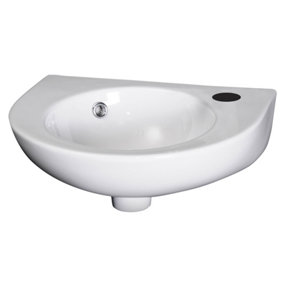 Adley Cloakroom Wall Hung 1 Tap Hole Ceramic Basin with Overflow - 450mm - Balterley