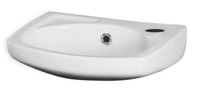 Adley Cloakroom Wall Hung 1 Tap Hole Oval Ceramic Basin with Overflow - 350mm - Balterley