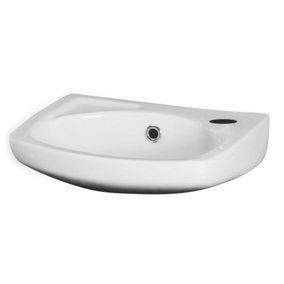 Adley Cloakroom Wall Hung 1 Tap Hole Oval Ceramic Basin with Overflow - 350mm - Balterley