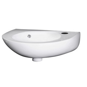 Adley Cloakroom Wall Hung 1 Tap Hole Round Ceramic Basin with Overflow - 350mm - Balterley
