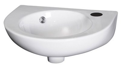 Adley Cloakroom Wall Hung 1 Tap Hole Round Ceramic Basin with Overflow - 450mm - Balterley