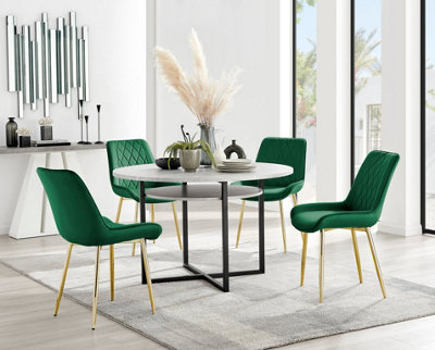 Round dining table with green 2024 chairs