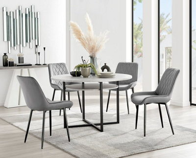 Black round dining discount table set for 4