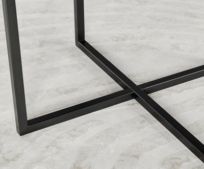 Adley Round Wood Veneer Dining Table with Matte Black Legs and Hidden Storage Shelf for Modern Industrial Minimalist Dining Room