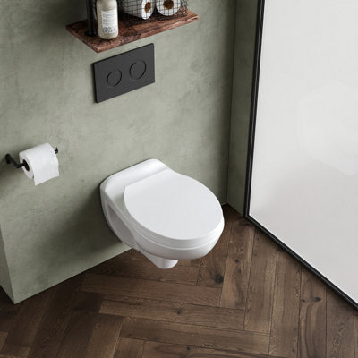 Adley Wall Hung Ceramic Toilet Pan & Soft Close Seat - 535mm - Balterley
