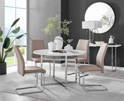 beige high gloss dining table