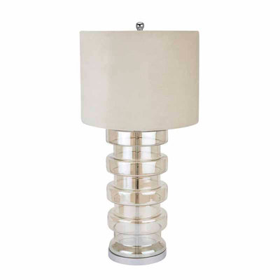 Adonis Metallic Lamp with Velvet Shade - Glass - L41 x W41 x H81 cm