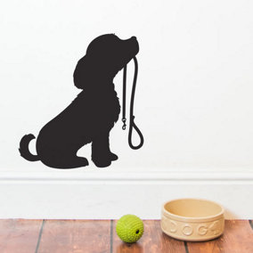 Adorable Black Puppy with Lead Wall Sticker