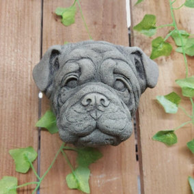 Adorable Bulldog Head Stone Wall Plaque