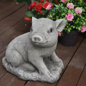 Adorable Stone Cast Babe Pig Garden Ornament