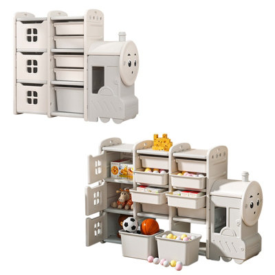Adorable Train-Shaped Kids' Toy Storage Rack, Floor Standing, 96 x 85 cm