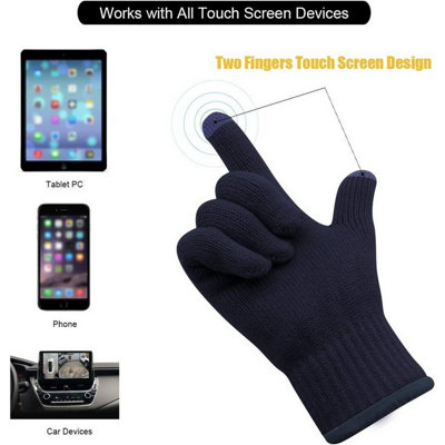 Adult Blue Thermal Knitted Gloves Touchscreen Winter Gloves for Cold ...