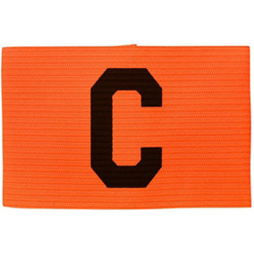 Adult Captains Armband - FLUO ORANGE - Football Rugby Sports Arm Bands Big C