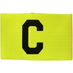 Adult Captains Armband - FLUO YELLOW - Football Rugby Sports Arm Bands Big C