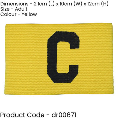 Adult Captains Armband - YELLOW - Football Rugby Sports Arm Bands Big C