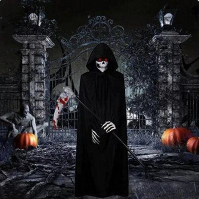 Adult Grim Reaper Phantom Halloween Fancy Dress Costume Death Robe Outfit