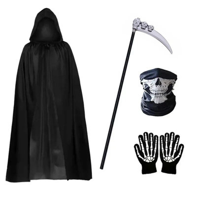 Adult Mens Grim Reaper Phantom Halloween Fancy Dress Costume Death Robe ...