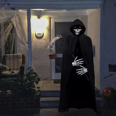 Adult Mens Grim Reaper Phantom Halloween Fancy Dress Costume Death Robe ...