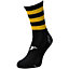ADULT Size 7-11 Hooped Stripe Football Crew Socks BLACK/AMBER Training Ankle