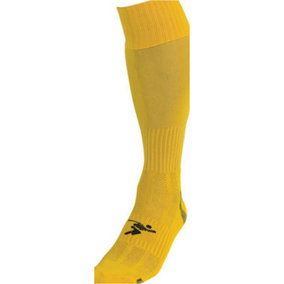 ADULT SIZE 7-11 Pro Football Socks - PLAIN YELLOW - Ventilated Toe Protection