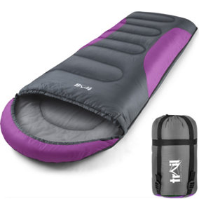 Adult Sleeping Bag 3 Season Single Person Warm Hood Carry Bag Trail Purple Alpine 250
